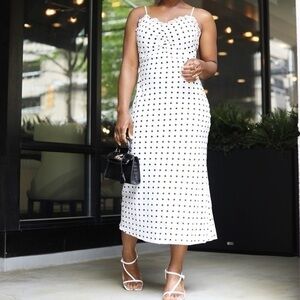 Lulus white and black polka dots slip dress